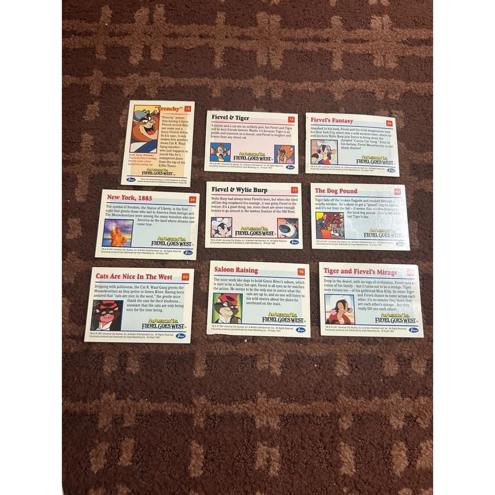 Vintage 1991 Impel An American Tail Fievel Goes West Trading Card Lot of 9‎